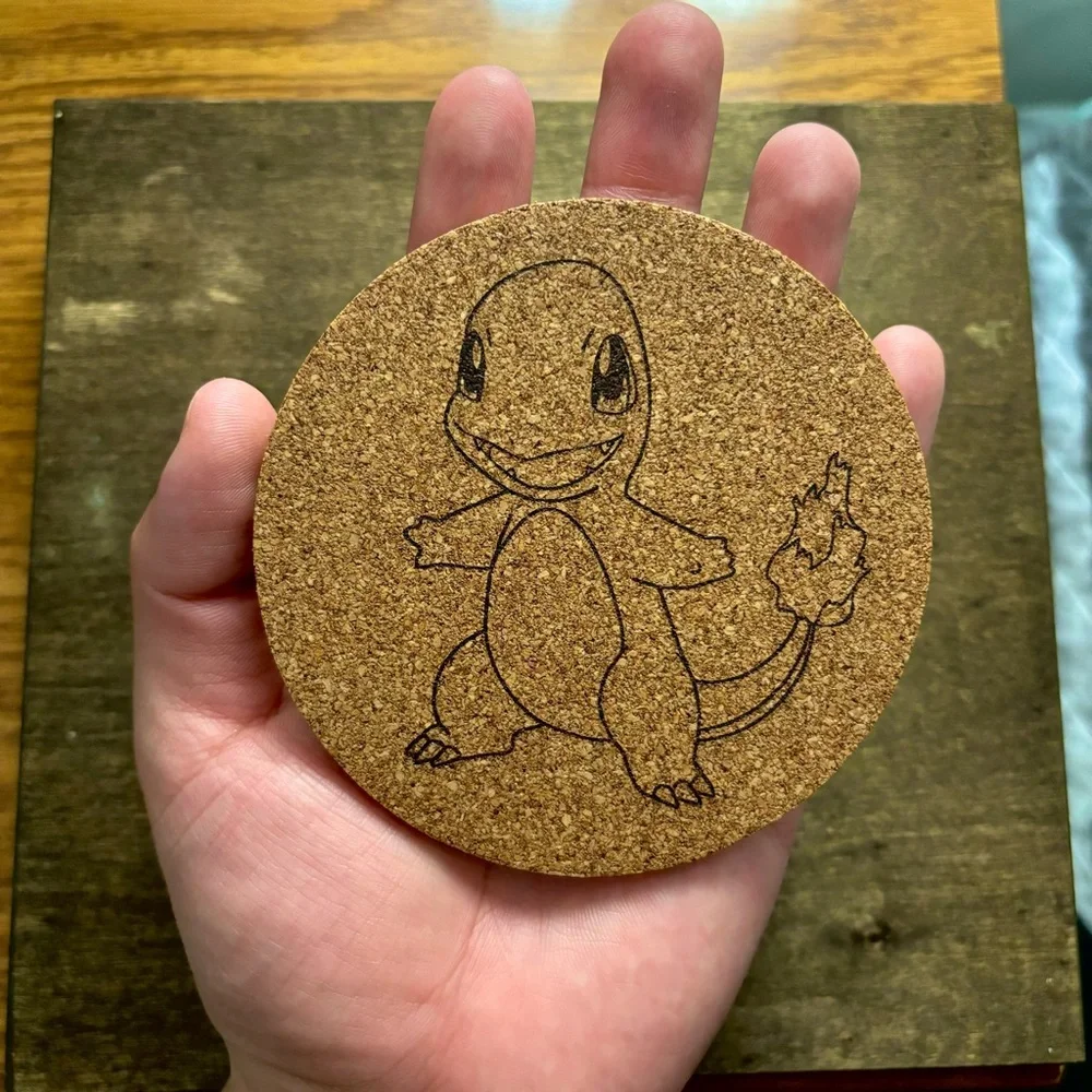 Pokemon Charmander Laser Engraved Cork Coaster